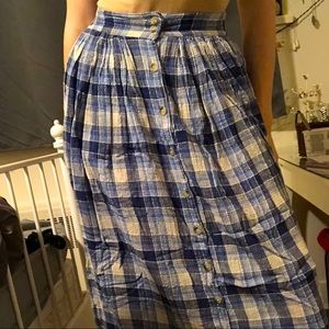 Plaid High-Waist Midi Skirt